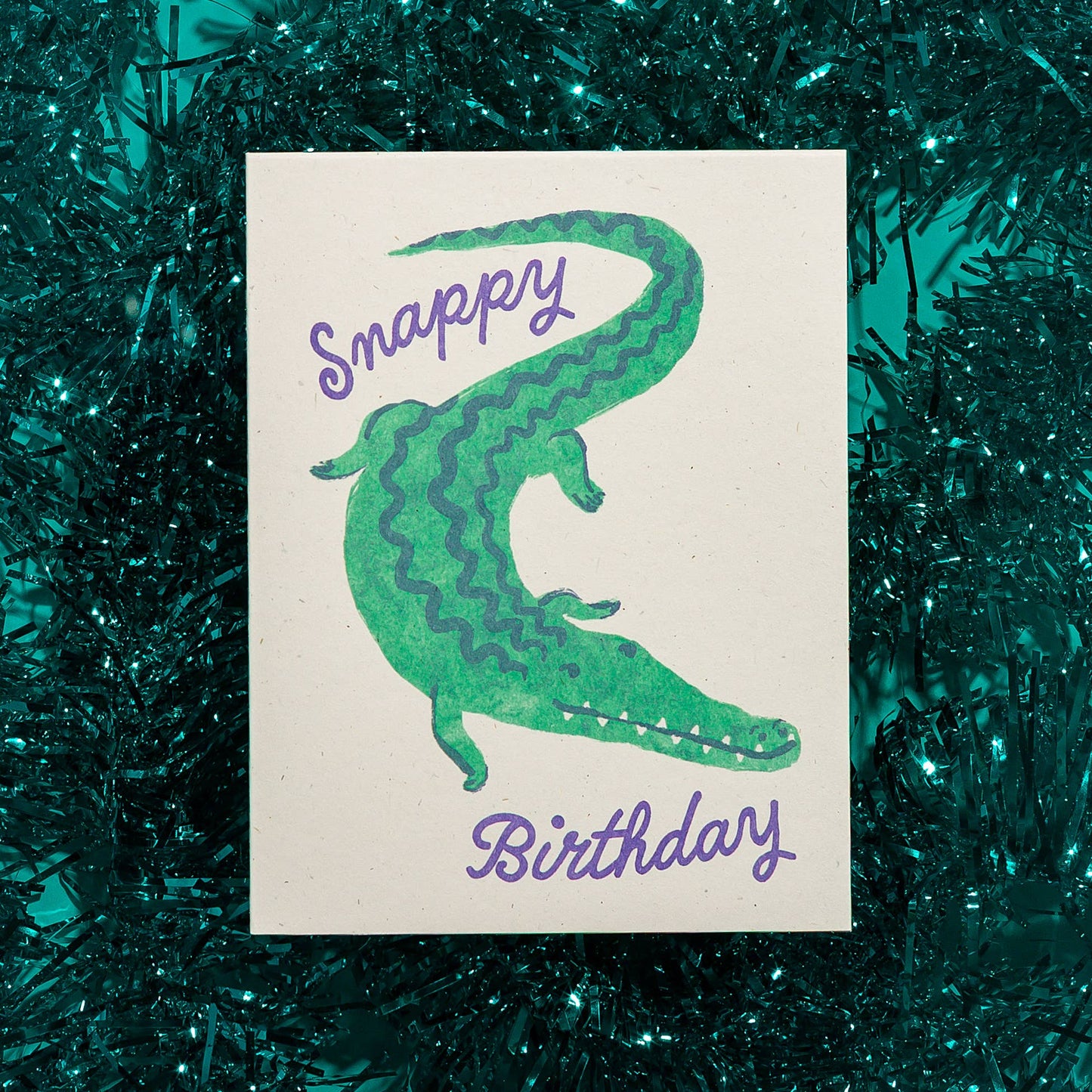 Snappy Birthday Crocodile - Risograph Card