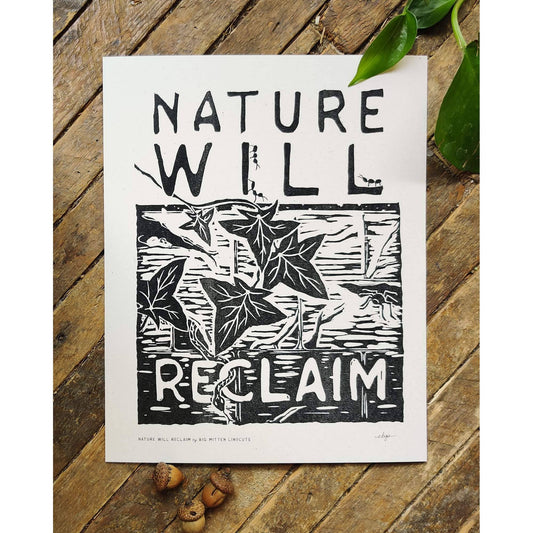 Nature Will Reclaim Linoprint