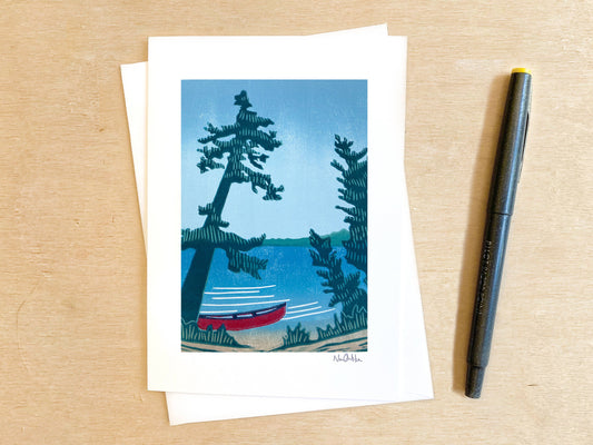 Red Canoe Greeting Card: NO Clear EcoSleeve