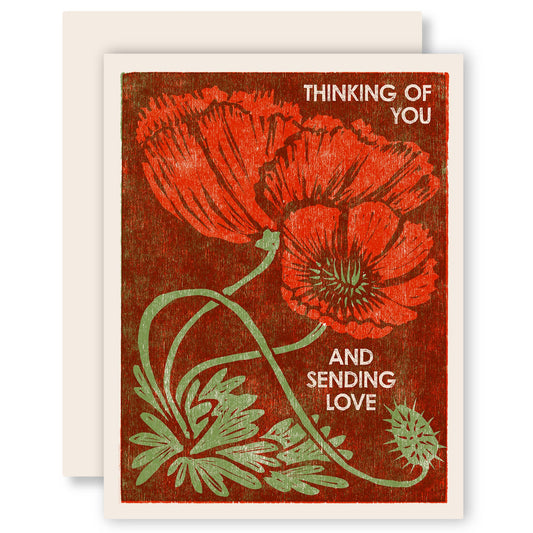 Thinking of You (Red Poppies) Friendship Card