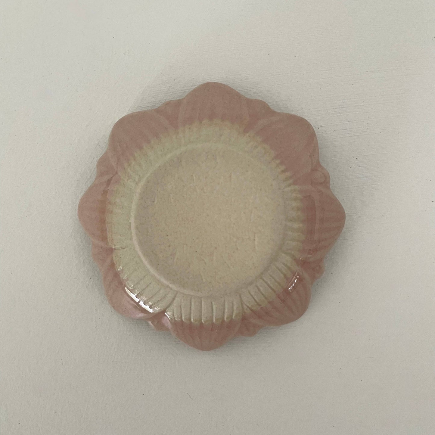2.5" Handmade small ceramic Japanese dahlia flower dish: Green