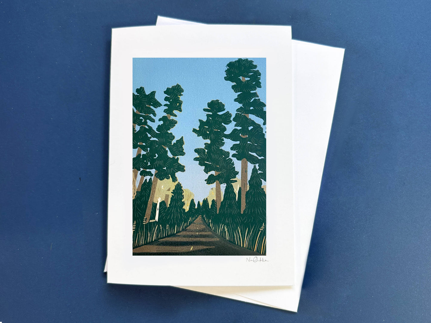 Autumn Pines Blank Greeting Card: With Clear EcoSleeve