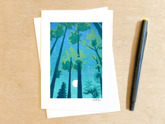 Full Moon Forest Greeting Card: NO Clear EcoSleeve