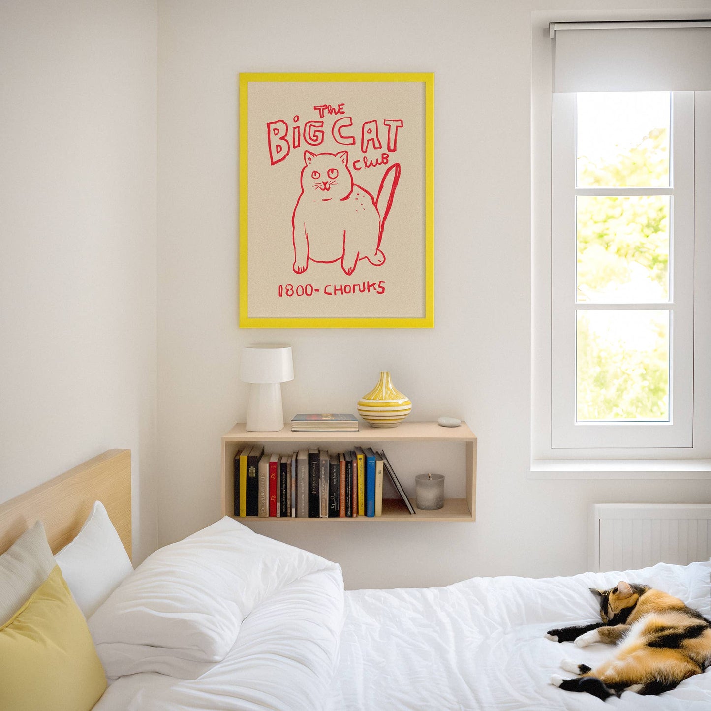 Big Cat Club Print - Chonk Cat Lovers Art Illustration Gift: Blue / 11 x 14