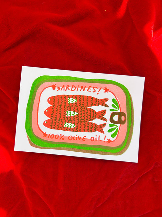 Sardine Tinned Fish Riso Print
