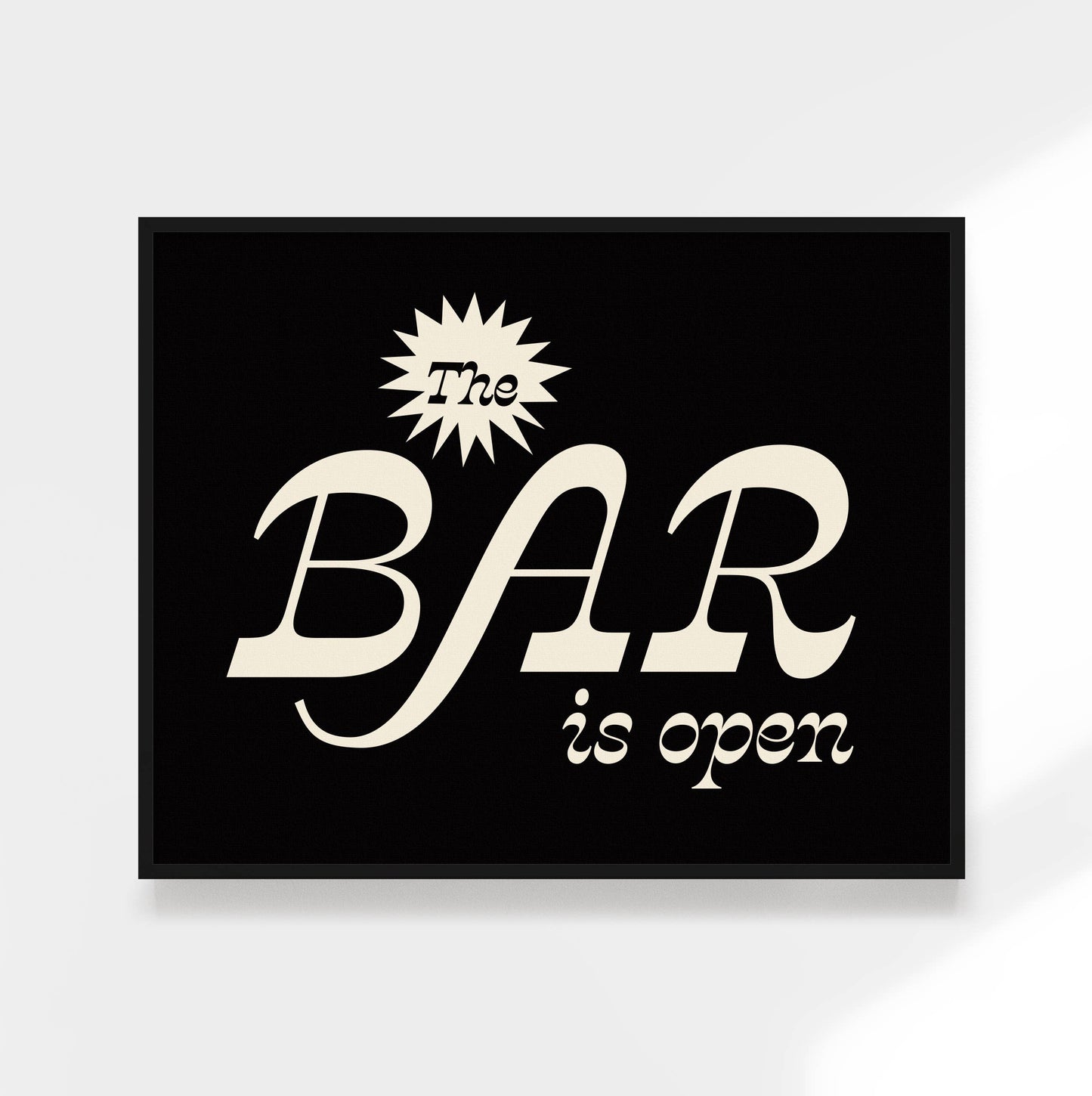 The Bar is Open Print. Funky Kitchen Art, Colorful Bar Cart: White / 11 x 14