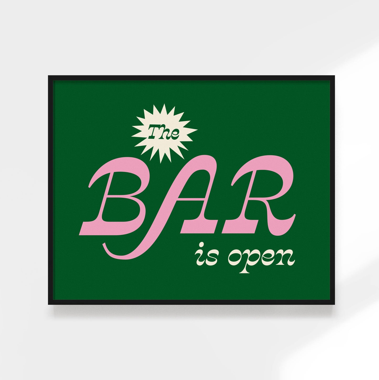 The Bar is Open Print. Funky Kitchen Art, Colorful Bar Cart: White / 11 x 14