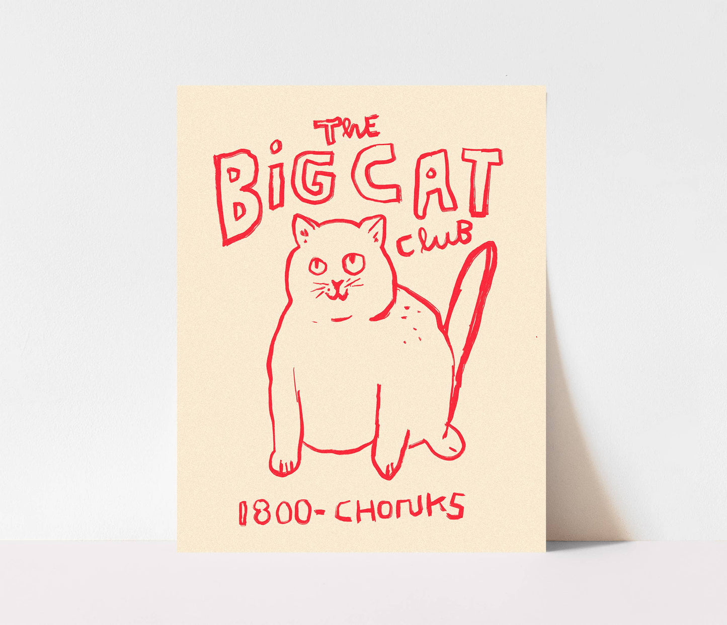 Big Cat Club Print - Chonk Cat Lovers Art Illustration Gift: Blue / 11 x 14