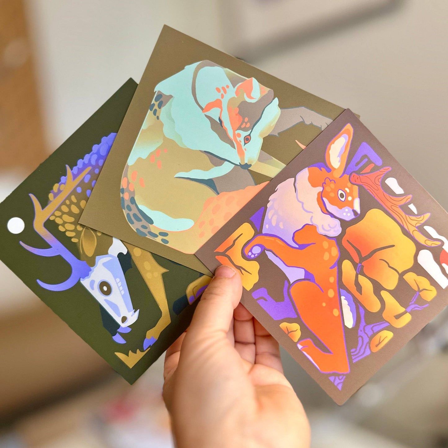 Mini Prints: Deer in Field