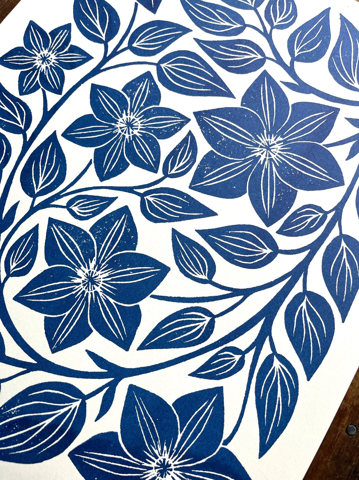 Garden Series: Navy Clematis Risograph Art Print
