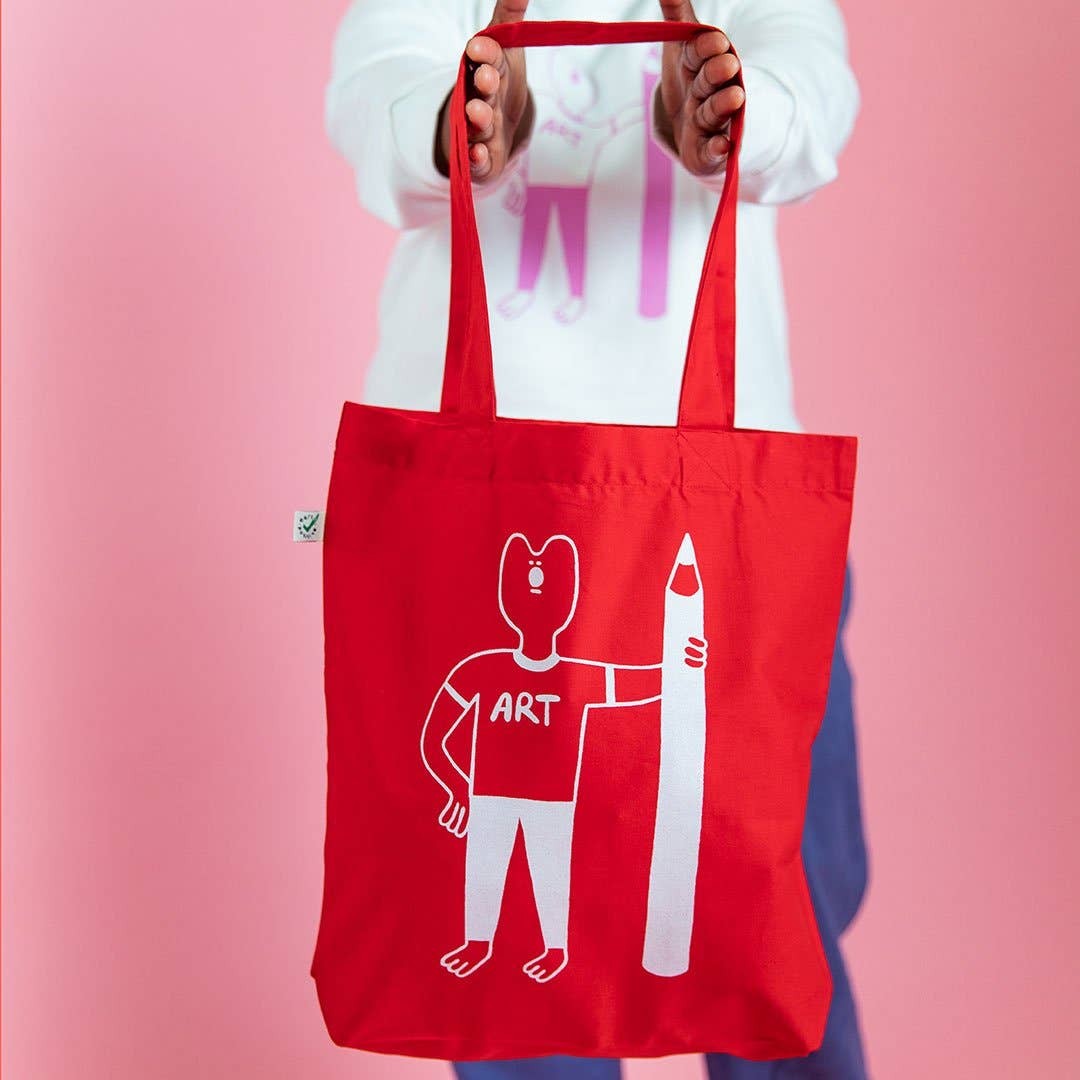 YUK FUN ART Tote Bag: Blue on natural