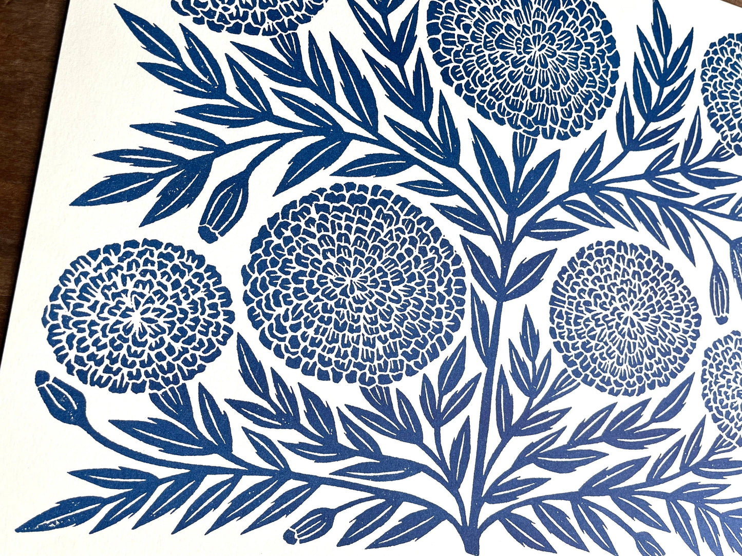 Garden Series: Navy Marigold Risograph Art Print
