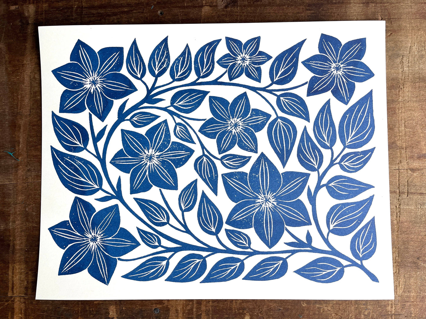 Garden Series: Navy Clematis Risograph Art Print