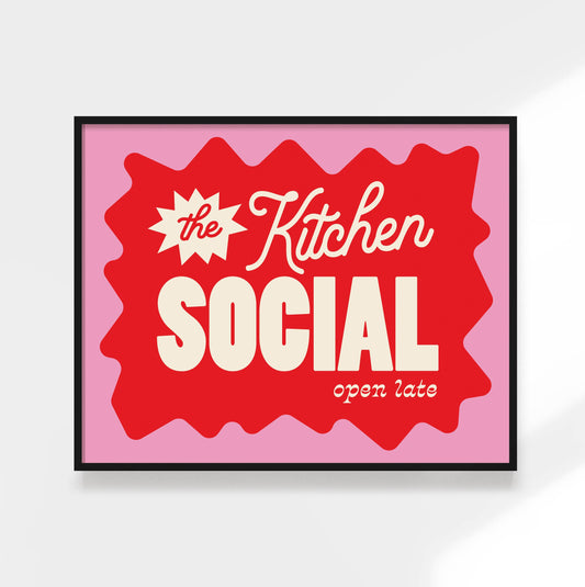 The Kitchen Social - Fun Kitchen Art Print: Pink / 8 x 10"