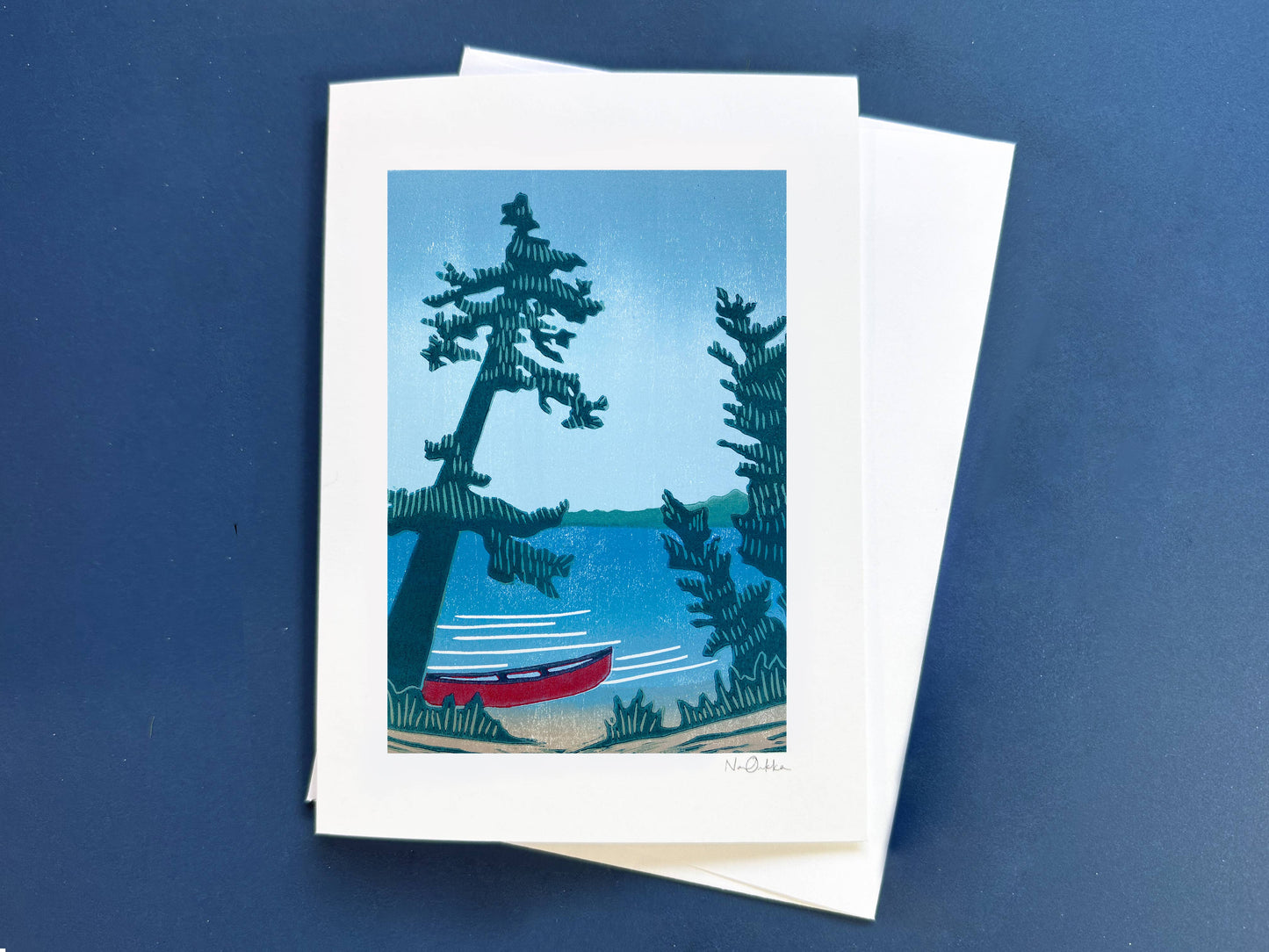 Red Canoe Greeting Card: NO Clear EcoSleeve