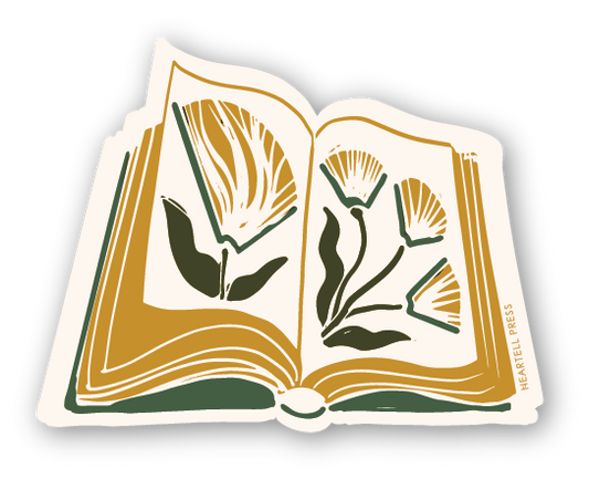 Eco Friendly Book Flowers (Yellow) Die Cut Sticker