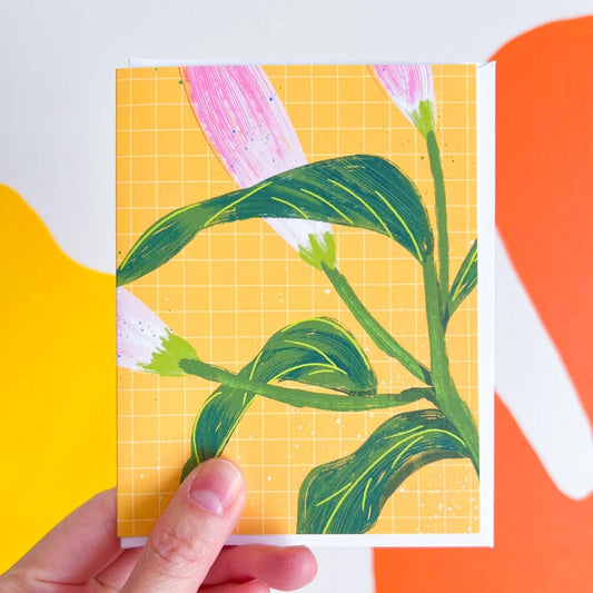 Floral Lily Modern Greeting Card A2
