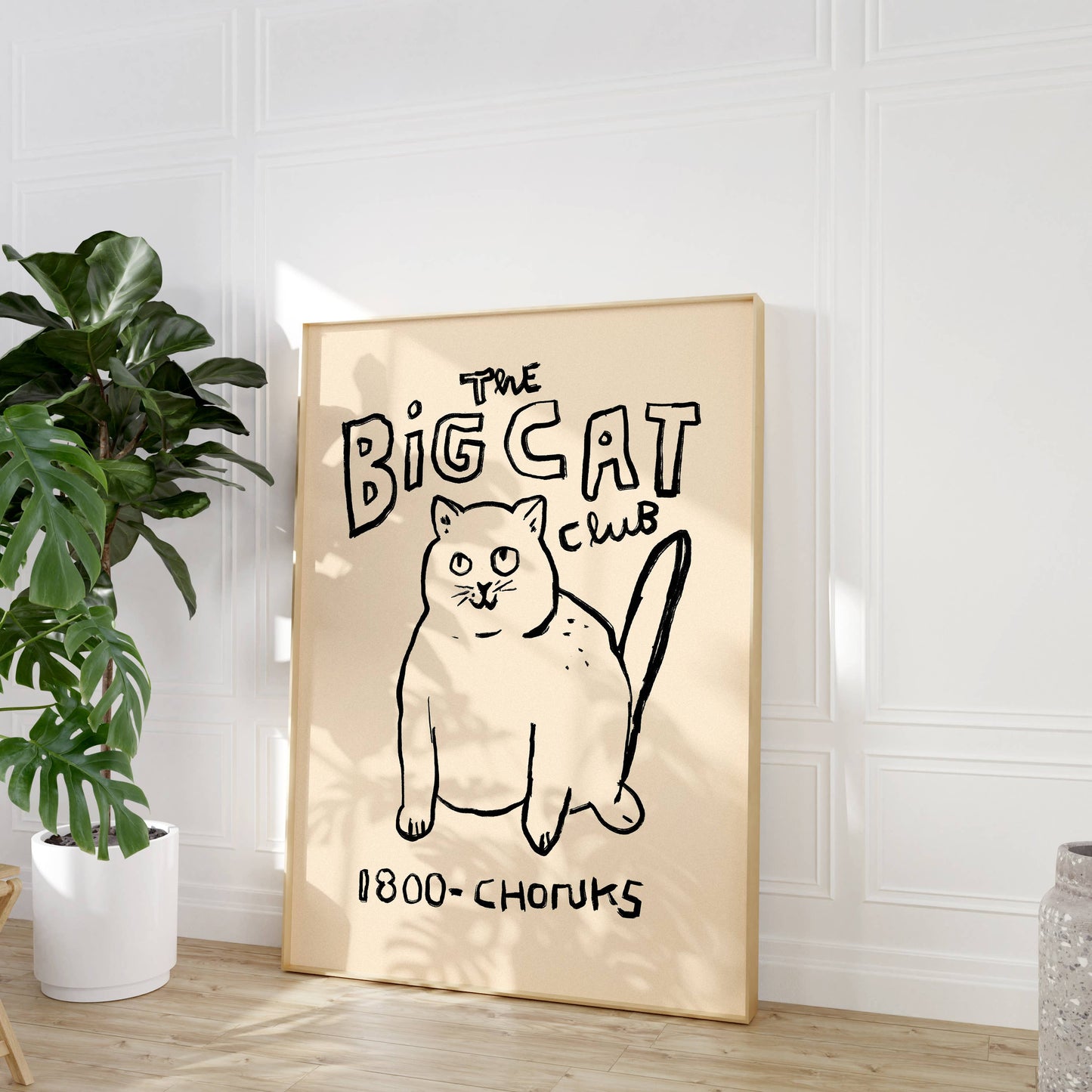 Big Cat Club Print - Chonk Cat Lovers Art Illustration Gift: Blue / 11 x 14