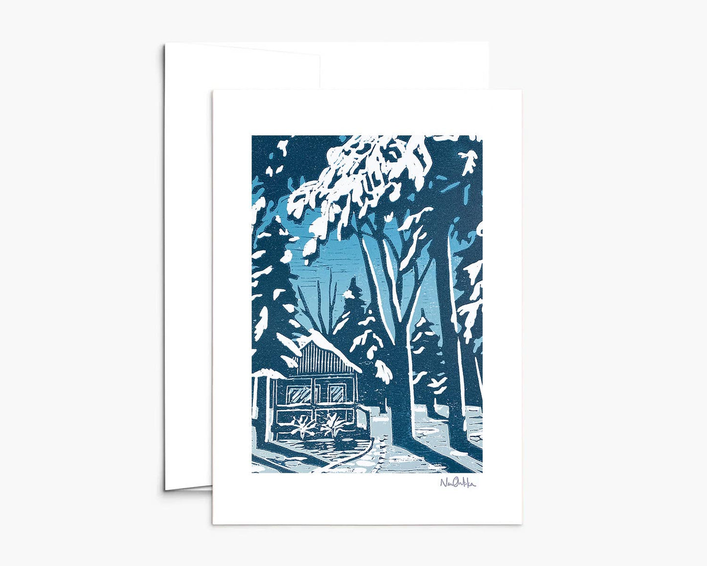 Winter Cabin Greeting Card: With Clear EcoSleeve