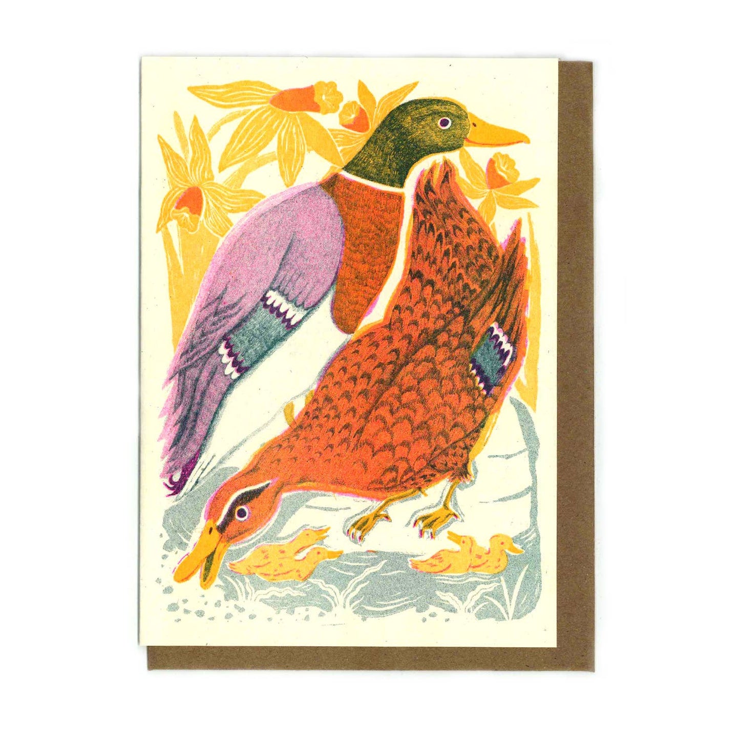 Daffodil Duck Family Card