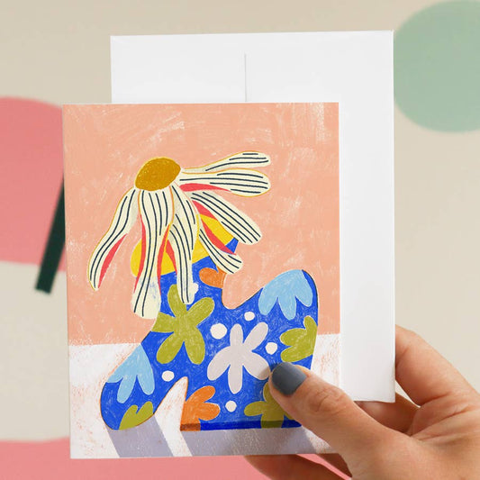Illustrated Flower Vase Greeting Card