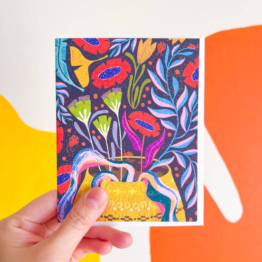 Illustrated Spring Bloom A2 Card Dark Colorway