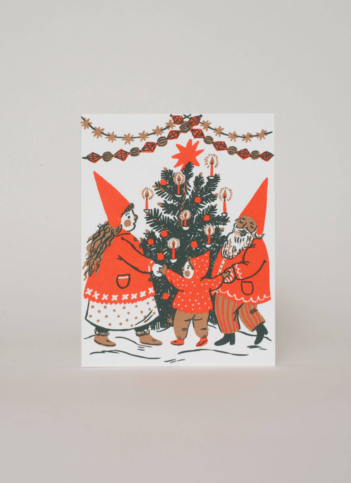Christmas Gathering Letterpress Greeting Card by Phoebe Wahl: Paper tab