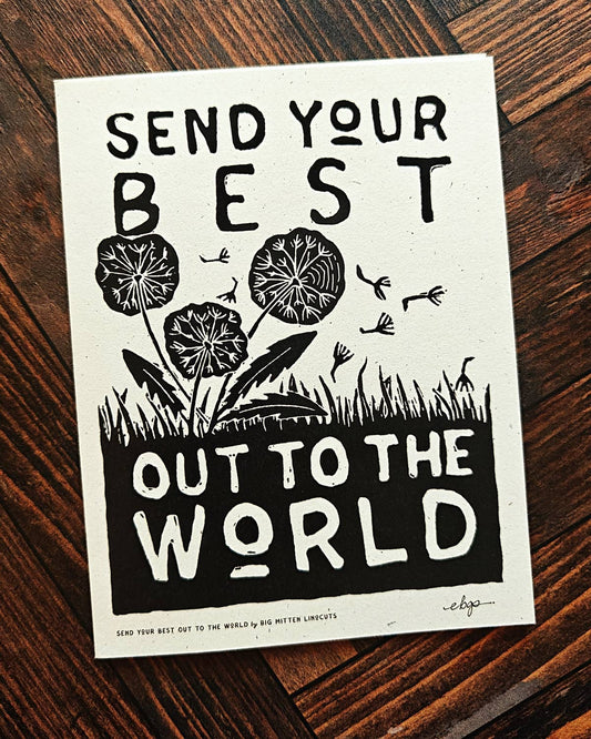 Send Your Best Linocut Card