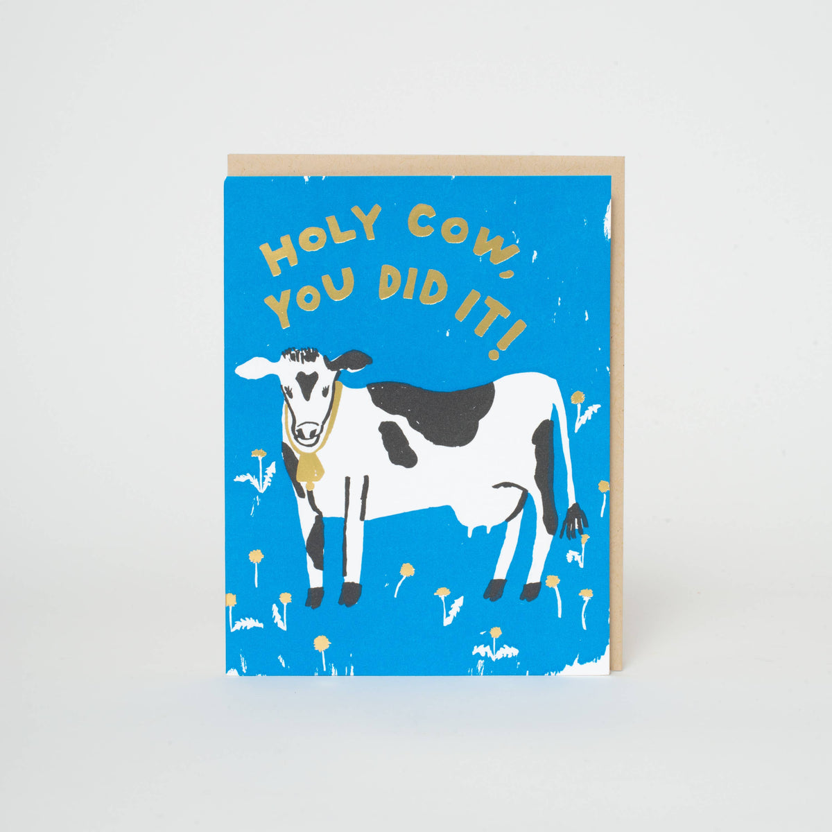 Holy Cow You Did It Congrats Letterpress Greeting Card: Paper tab