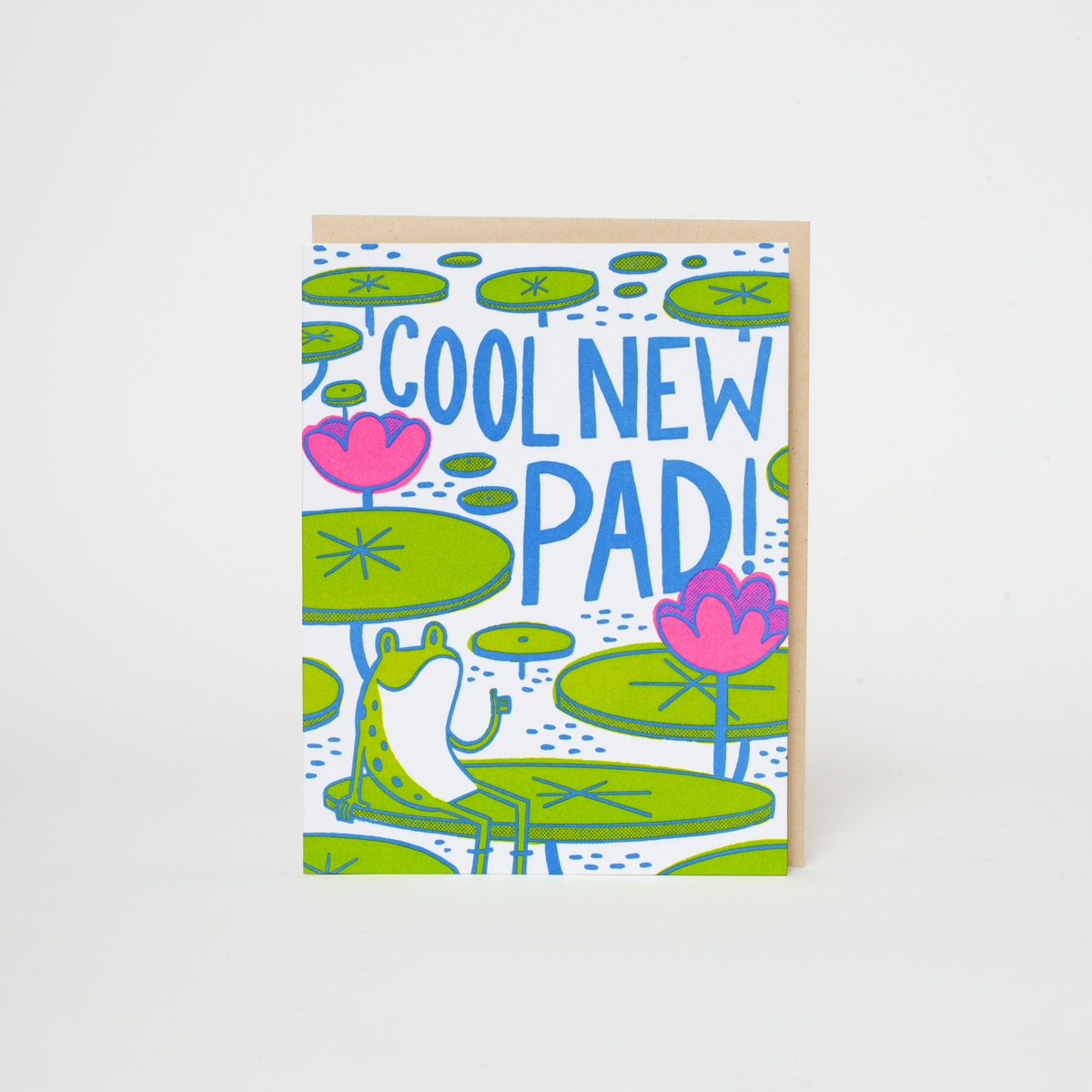 Cool New Pad Housewarming Letterpress Greeting Card: Paper tab