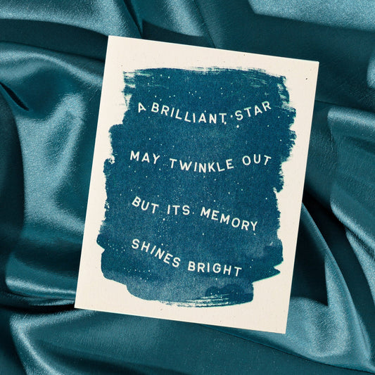 A Brilliant Star May Twinkle Out - Risograph Sympathy Card